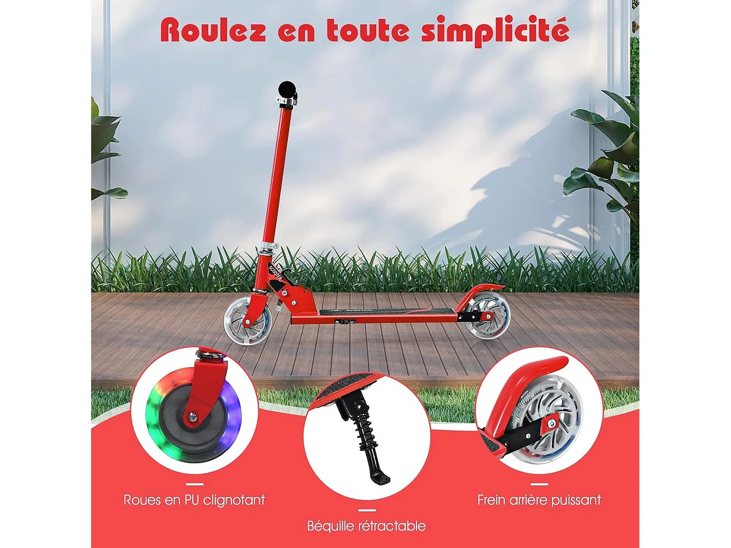 Trottinette enfant 2 roues patinette enfant pliable scooter enfant