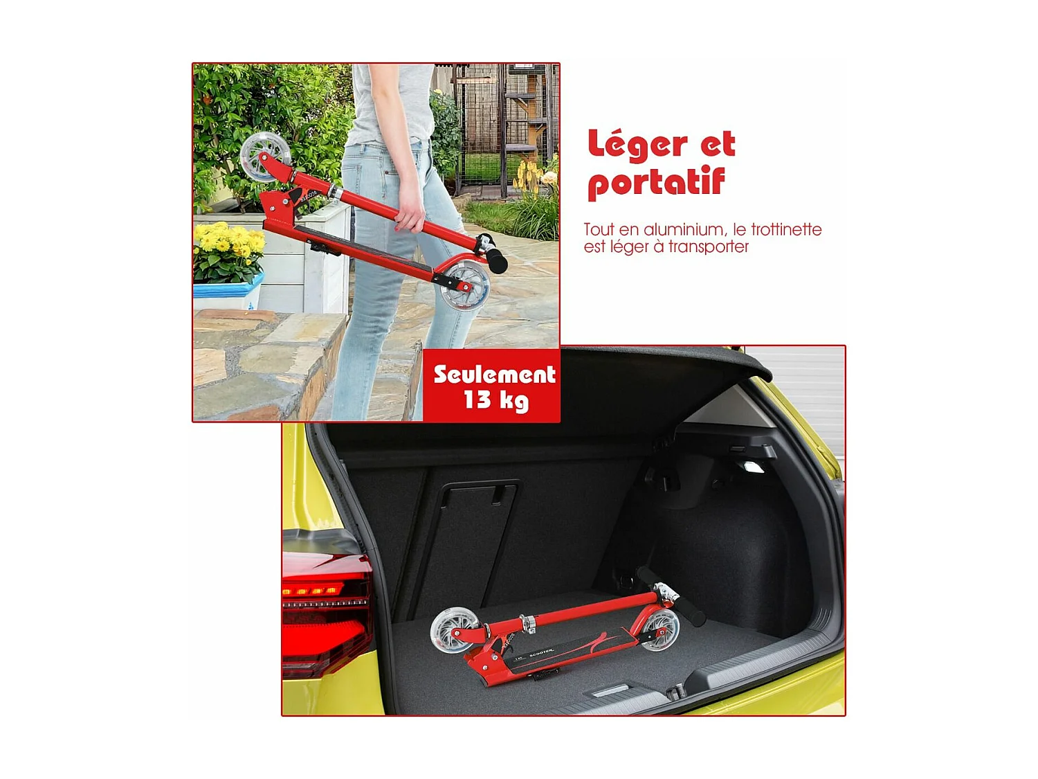 Trottinette enfant 2 roues patinette enfant pliable scooter enfant