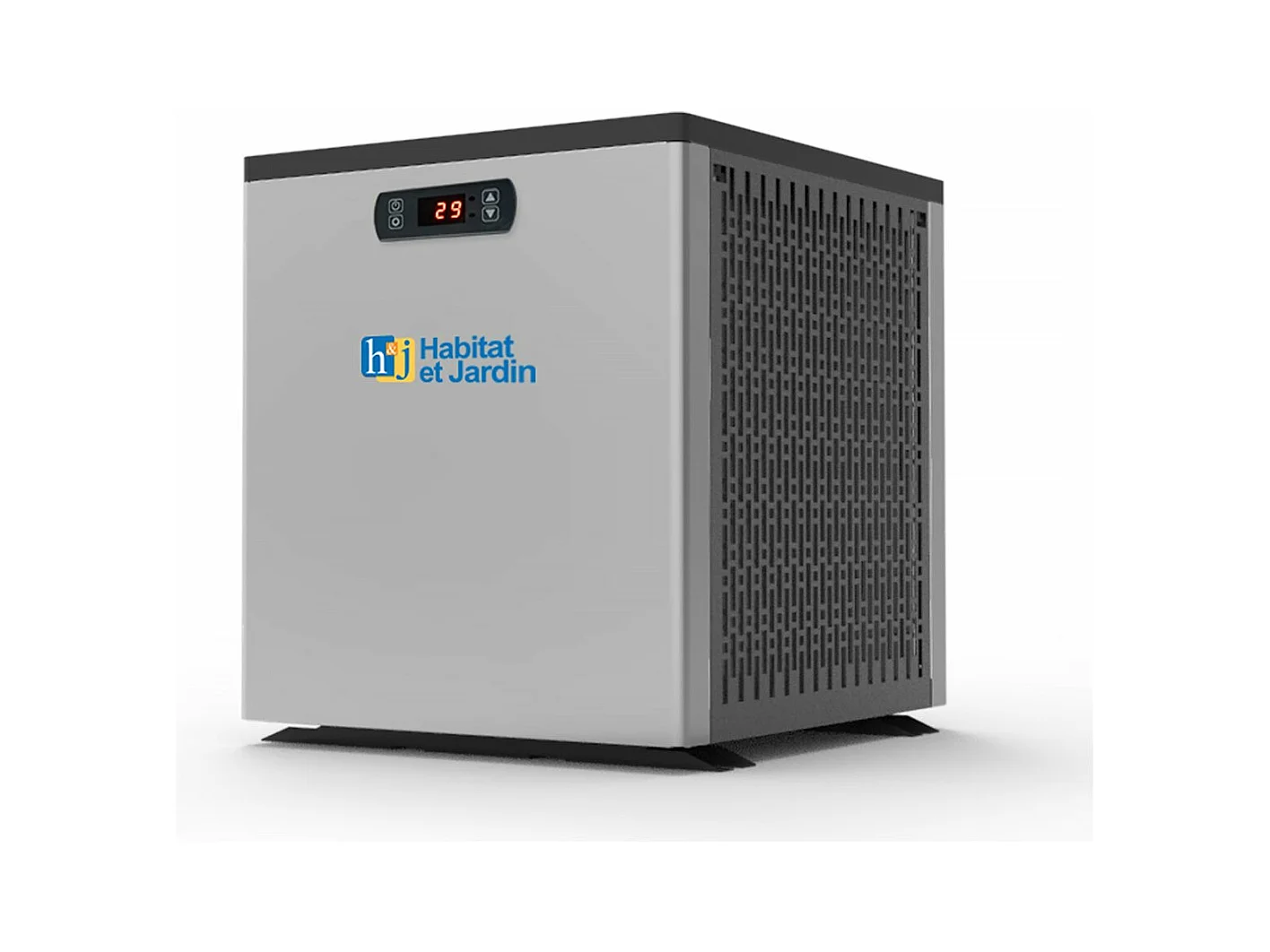 Piscina de madera "Miami 145" - 4,86 x 3,36 x 1,45 m + Mini bomba de calor 3,5kW - Metal - Gris