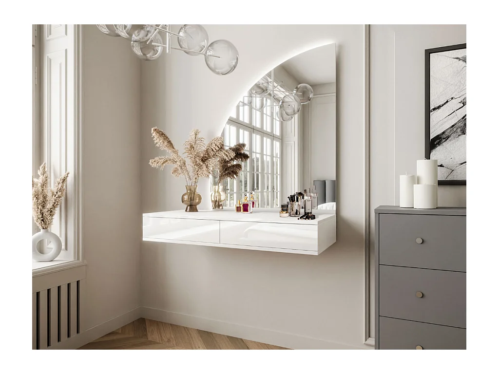 Toucador c/espelho AMBIHOME NIE - Branco, C100xP42xA112cm