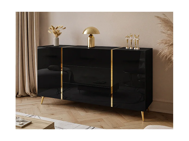 Aparador AMBIHOME BRONX - Preto, C158xP41xA87cm