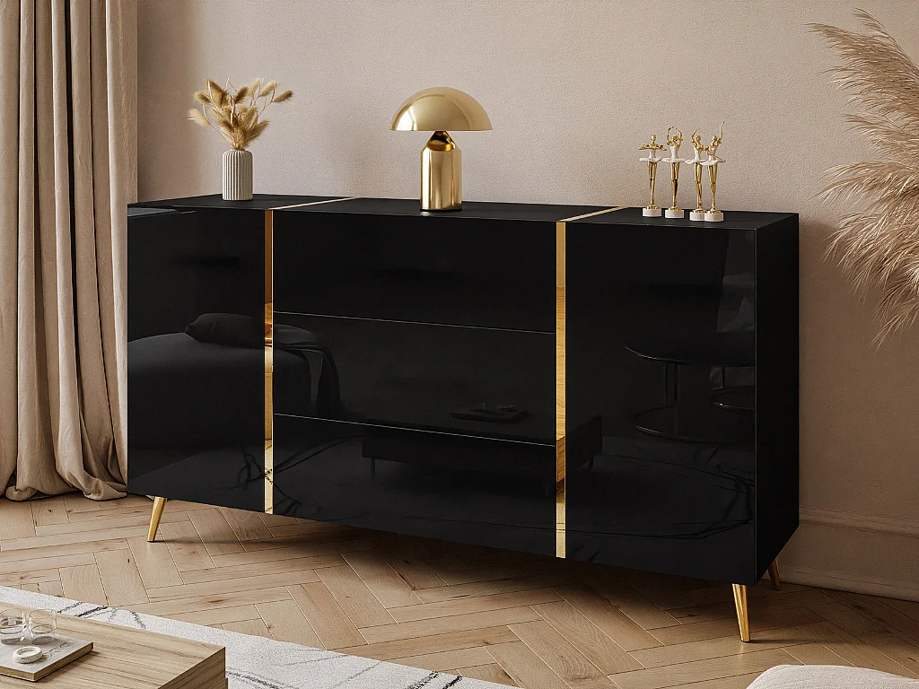 Aparador AMBIHOME BRONX - Preto, C158xP41xA87cm