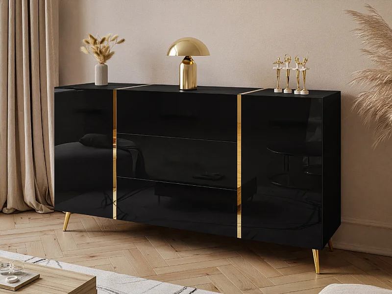 Aparador AMBIHOME BRONX - Preto, C158xP41xA87cm