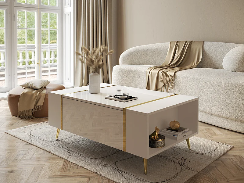 Mesa de Centro AMBIHOME BRONX - Branco, C104xP65xA41cm