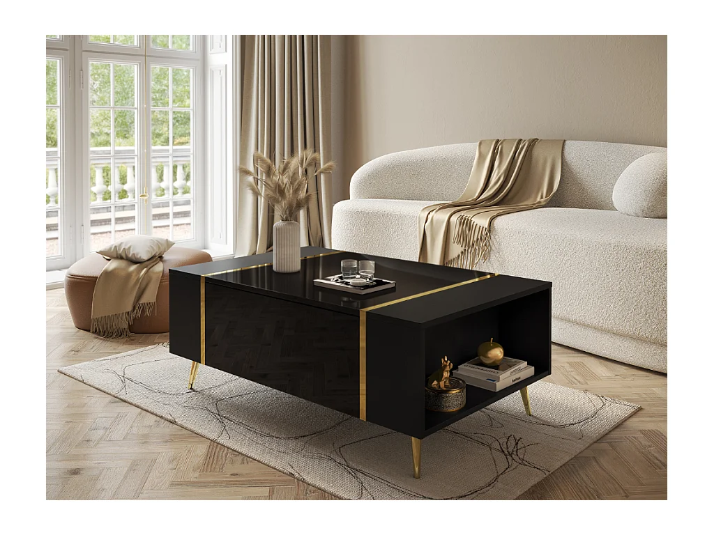 Mesa de Centro AMBIHOME BRONX - Preto, C104xP65xA41cm