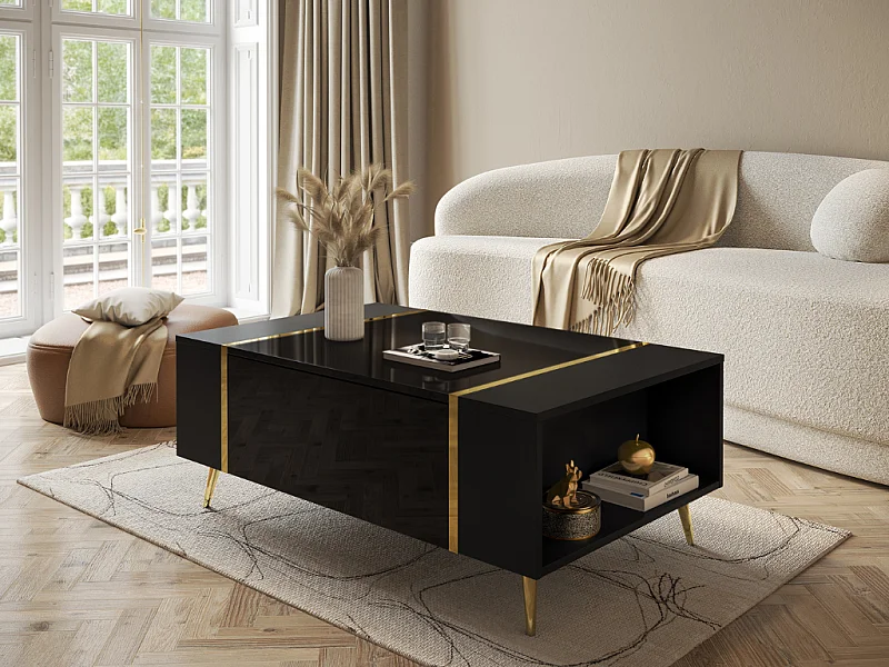 Mesa de Centro AMBIHOME BRONX - Preto, C104xP65xA41cm