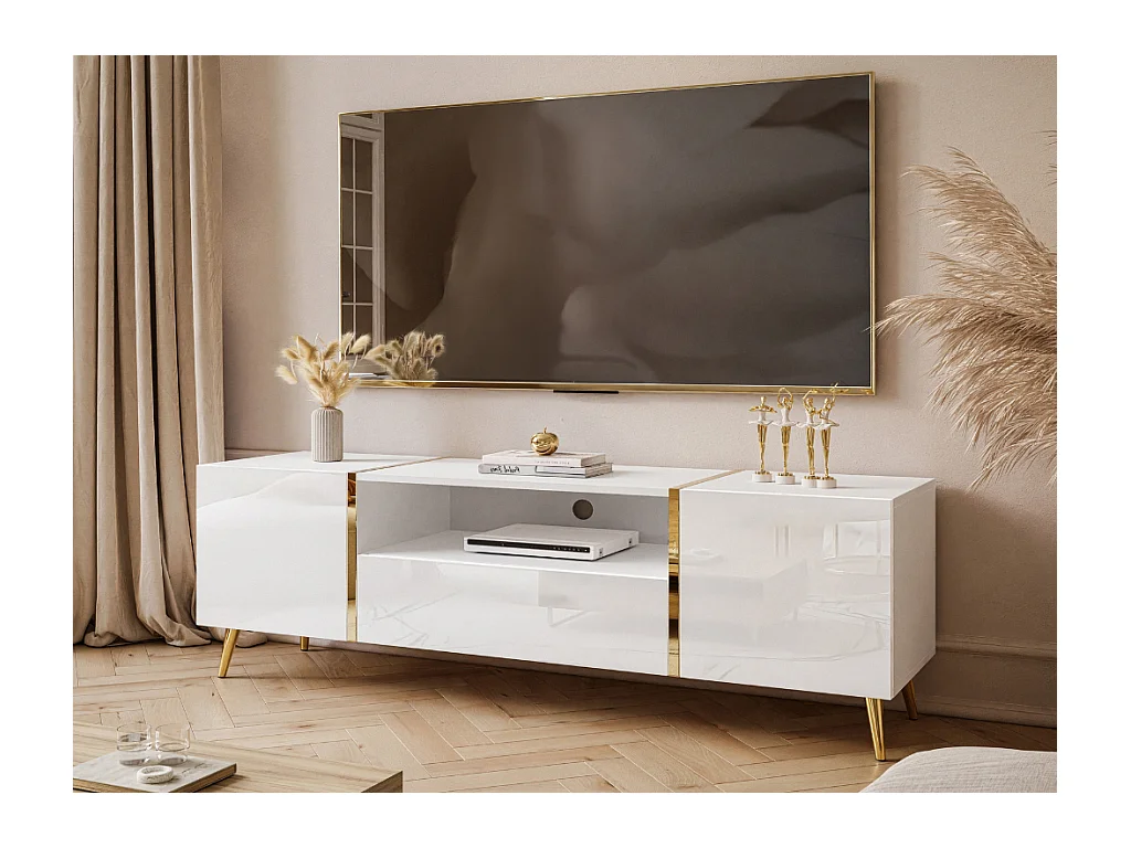 Móvel TV AMBIHOME BRONX - Branco, C158xP41xA52cm