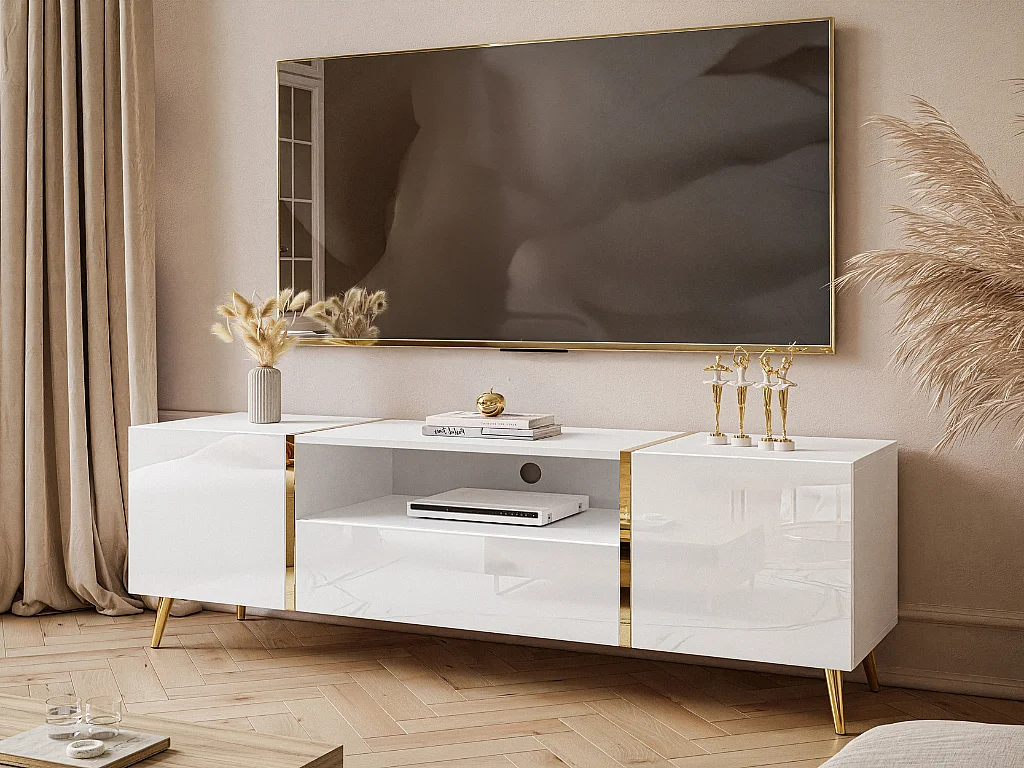 Móvel TV AMBIHOME BRONX - Branco, C158xP41xA52cm