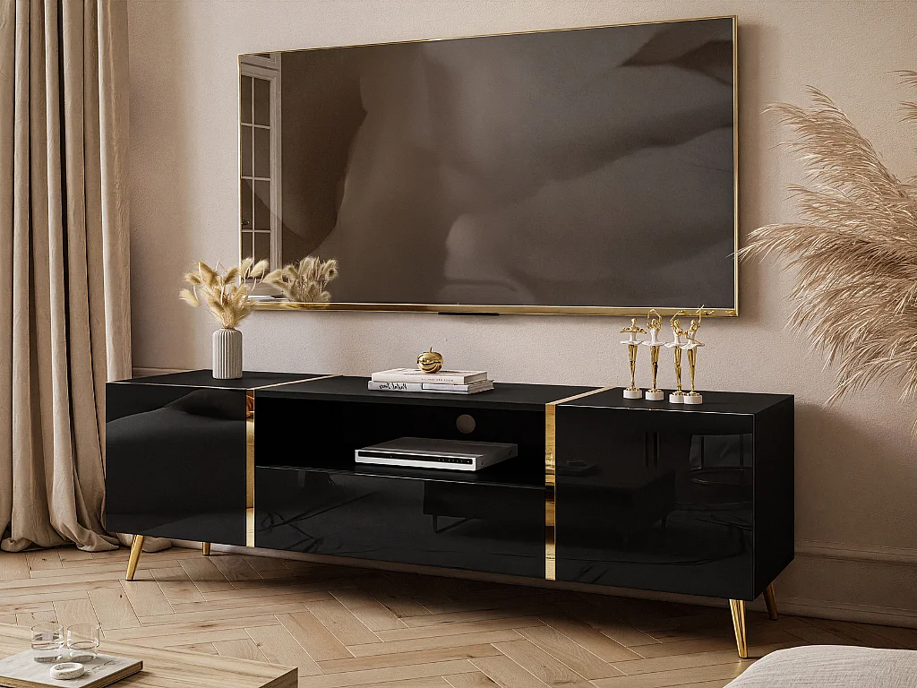 Móvel TV AMBIHOME BRONX - Preto, C158xP41xA52cm