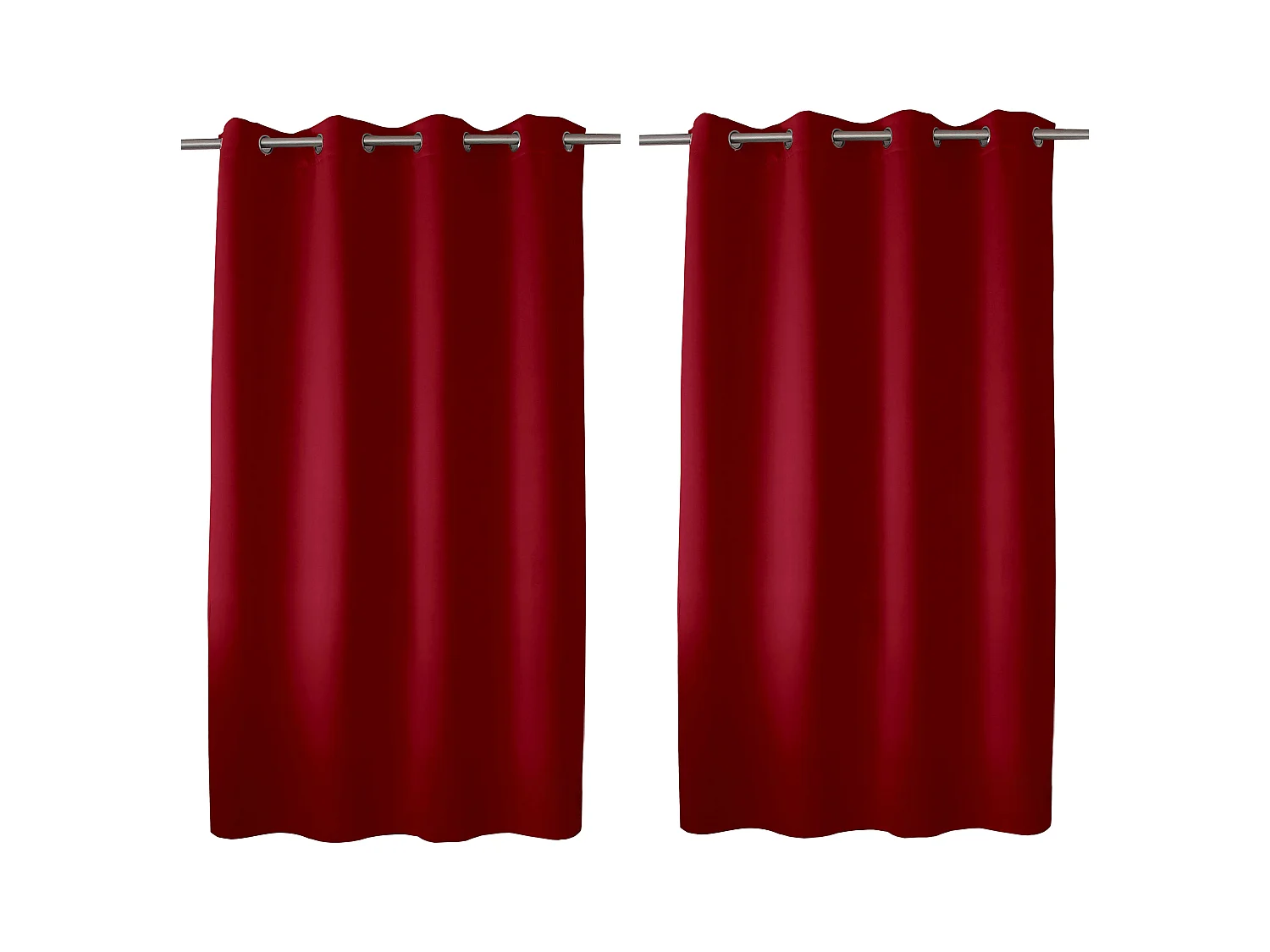 Set van 2 verduisterende gordijnen met zeilringen, rood, 140x180cm, 100% polyester, Reglisse collectie