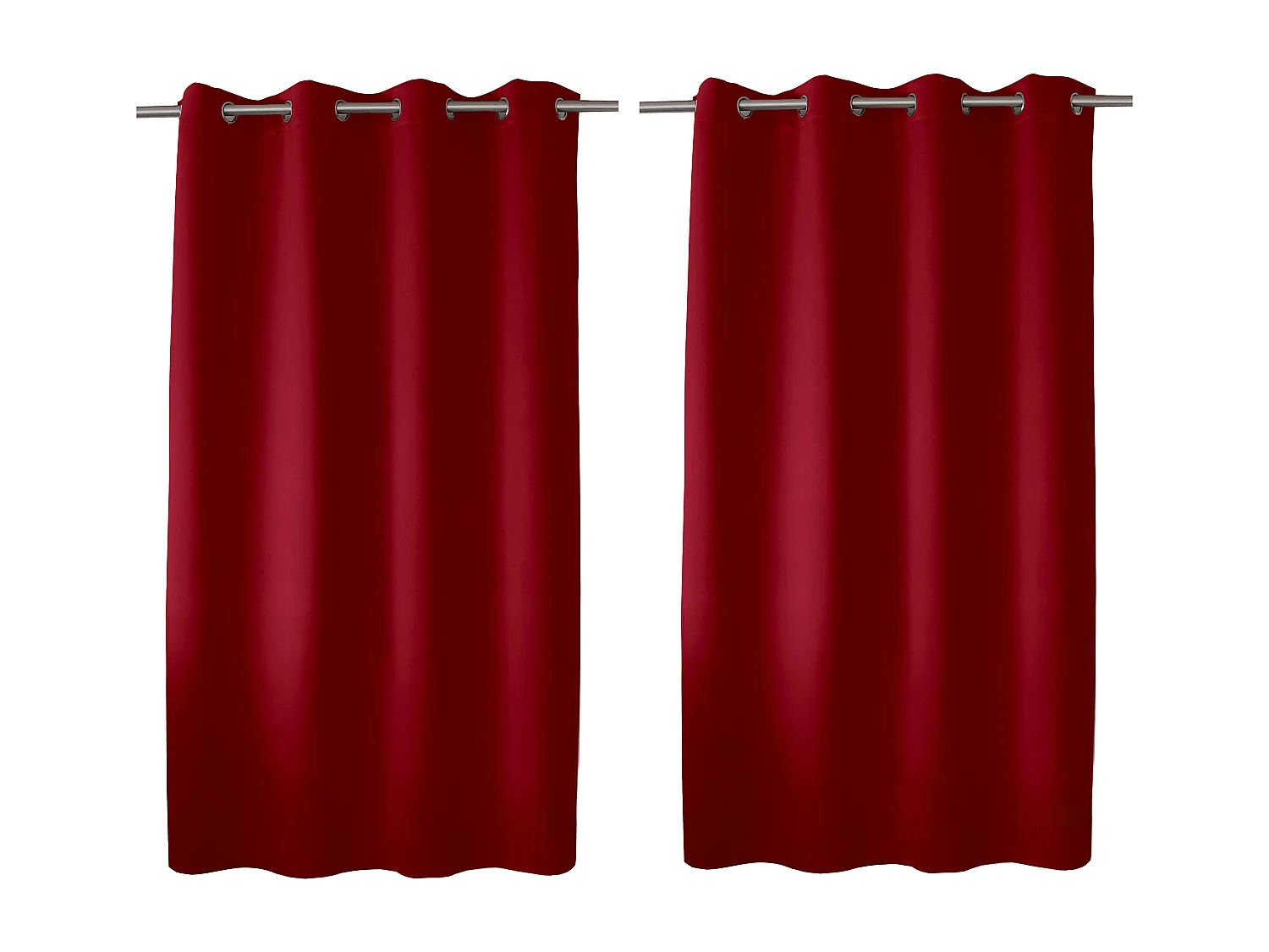 Set van 2 verduisterende gordijnen met zeilringen, rood, 140x180cm, 100% polyester, Reglisse collectie