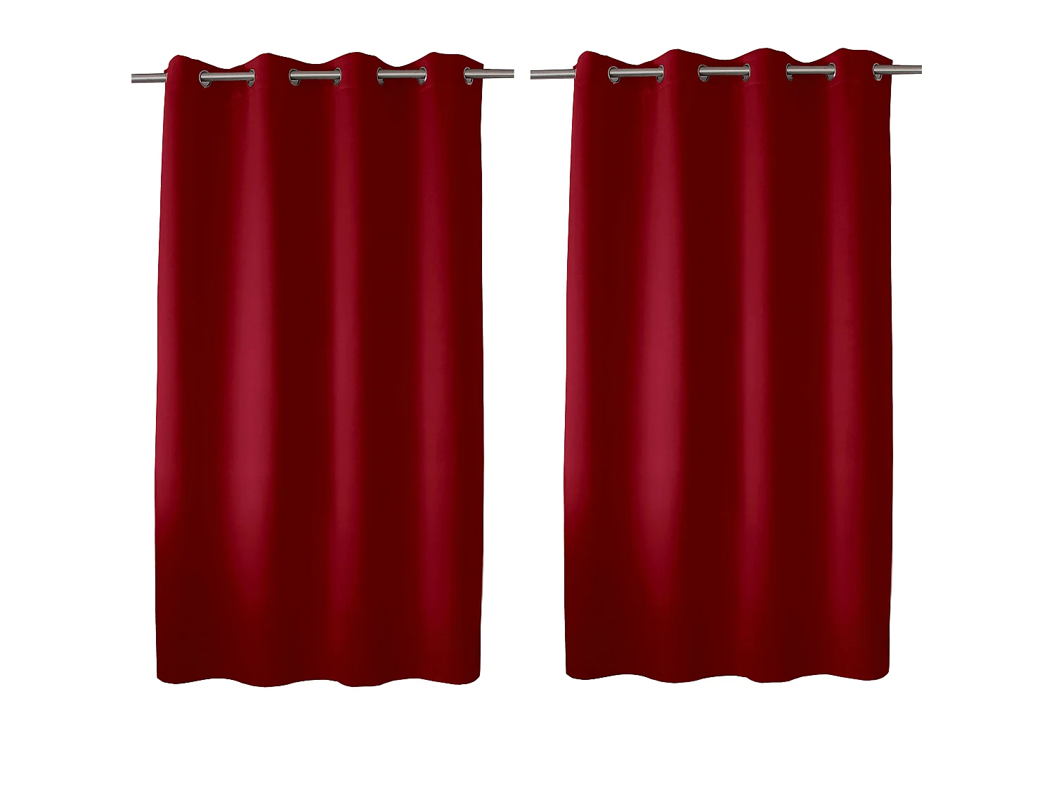 Set van 2 verduisterende gordijnen met zeilringen, rood, 140x180cm, 100% polyester, Reglisse collectie
