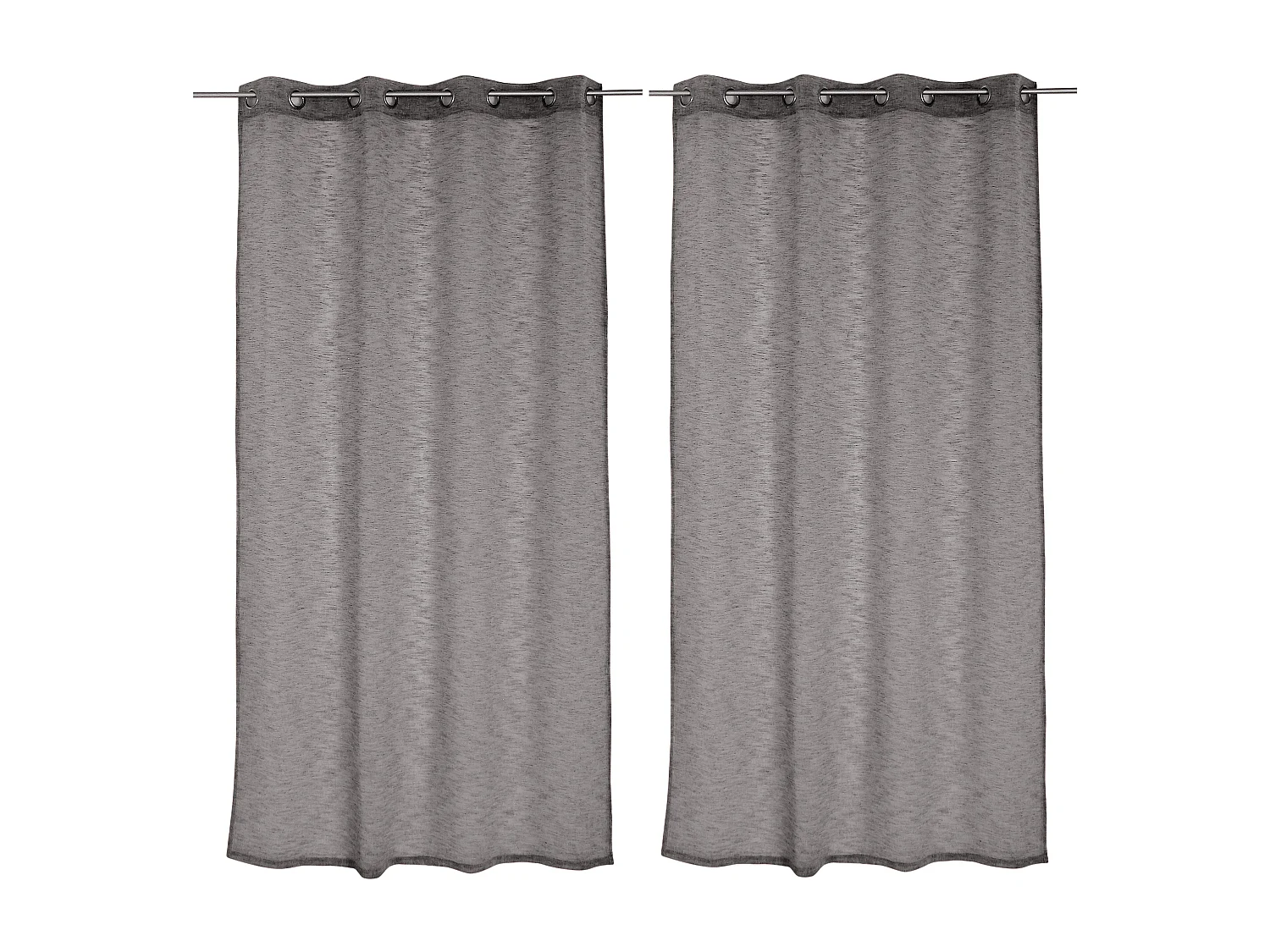 Lot de 2 voilages à œillets, 140x240cm, noir, effet lin, collection Maya