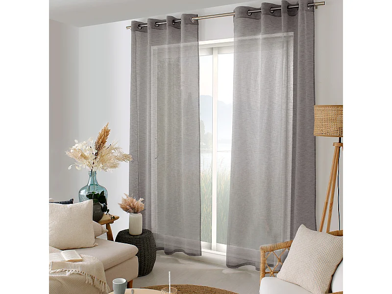 Set van 2 vitrages, 140x240cm, zwart, linnen effect, Maya collectie