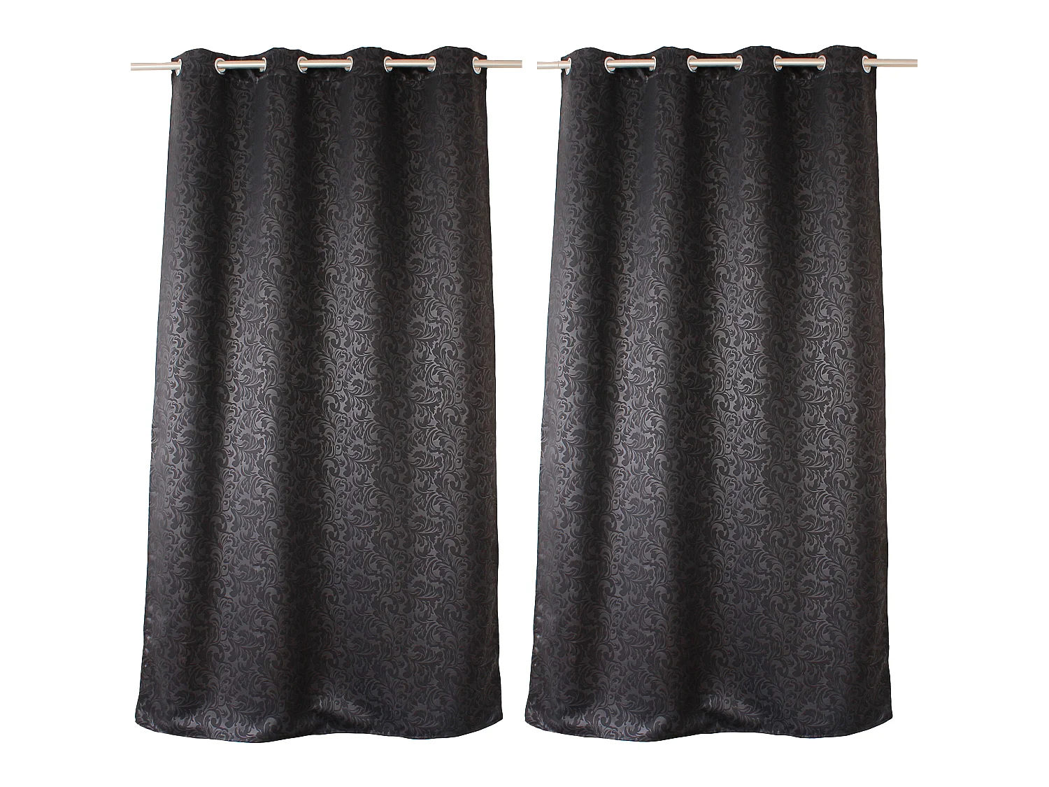 LOT de 2 Rideaux occultants avec Œillets, 140x240cm, Collection ARABESQUE, CMADECO - Noir