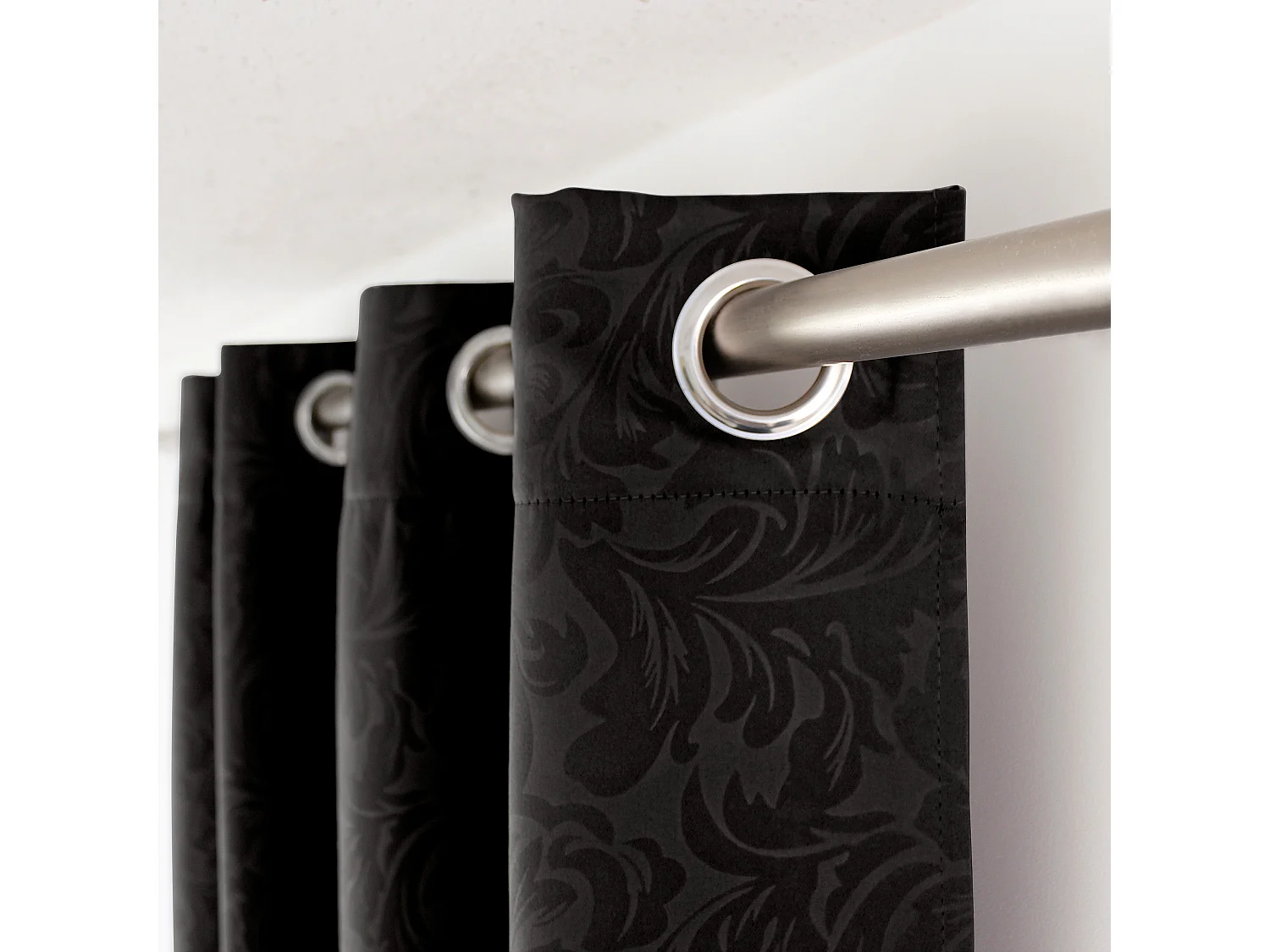 LOT de 2 Rideaux occultants avec Œillets, 140x240cm, Collection ARABESQUE, CMADECO - Noir