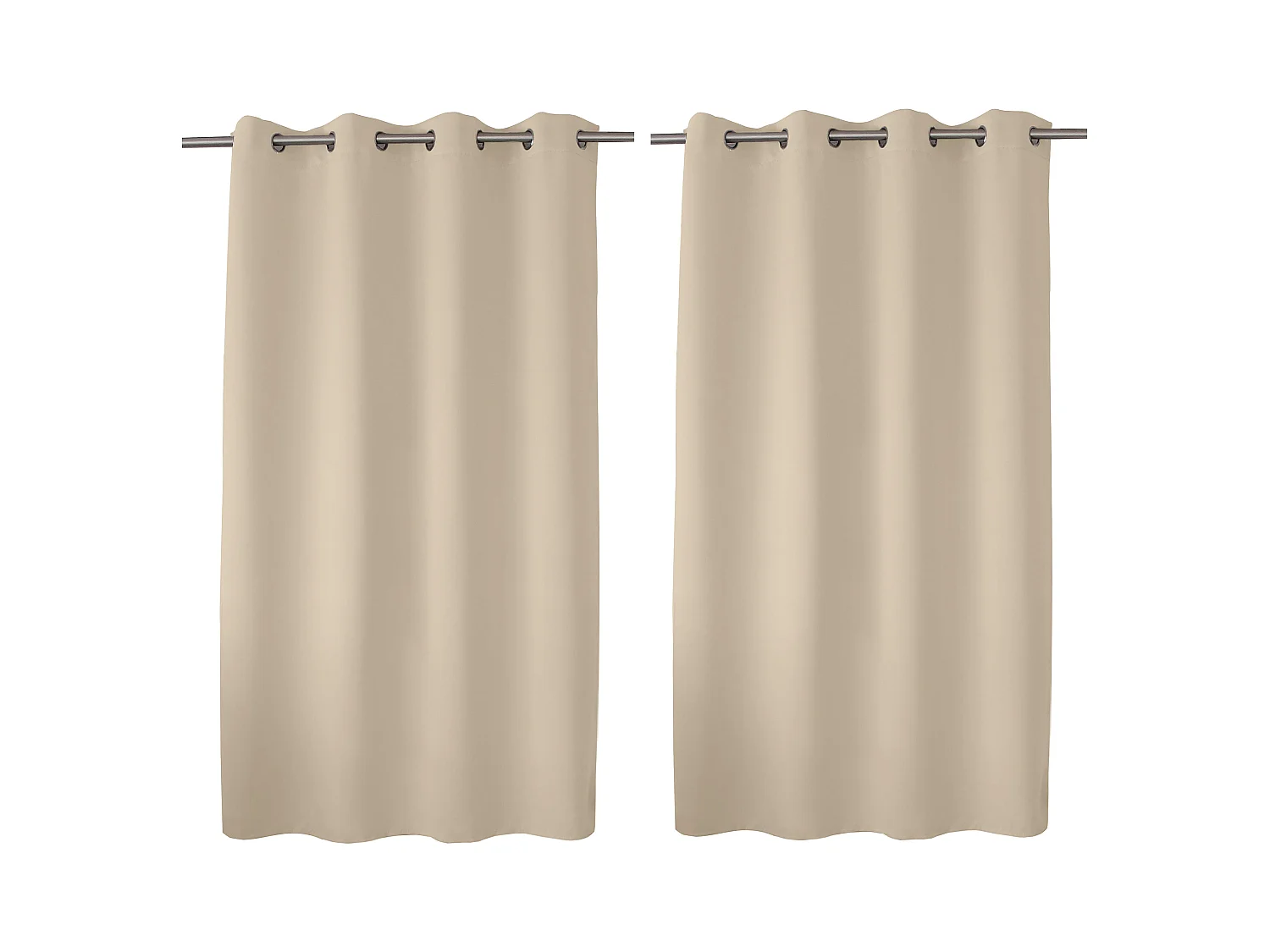 Set van 2 verduisterende gordijnen met zeilringen, ivoorbeige, 140x180cm, 100% polyester, Reglisse collectie