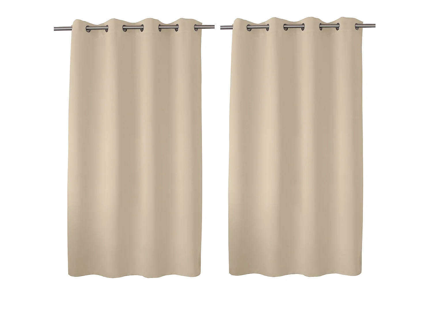 Set van 2 verduisterende gordijnen met zeilringen, ivoorbeige, 140x180cm, 100% polyester, Reglisse collectie