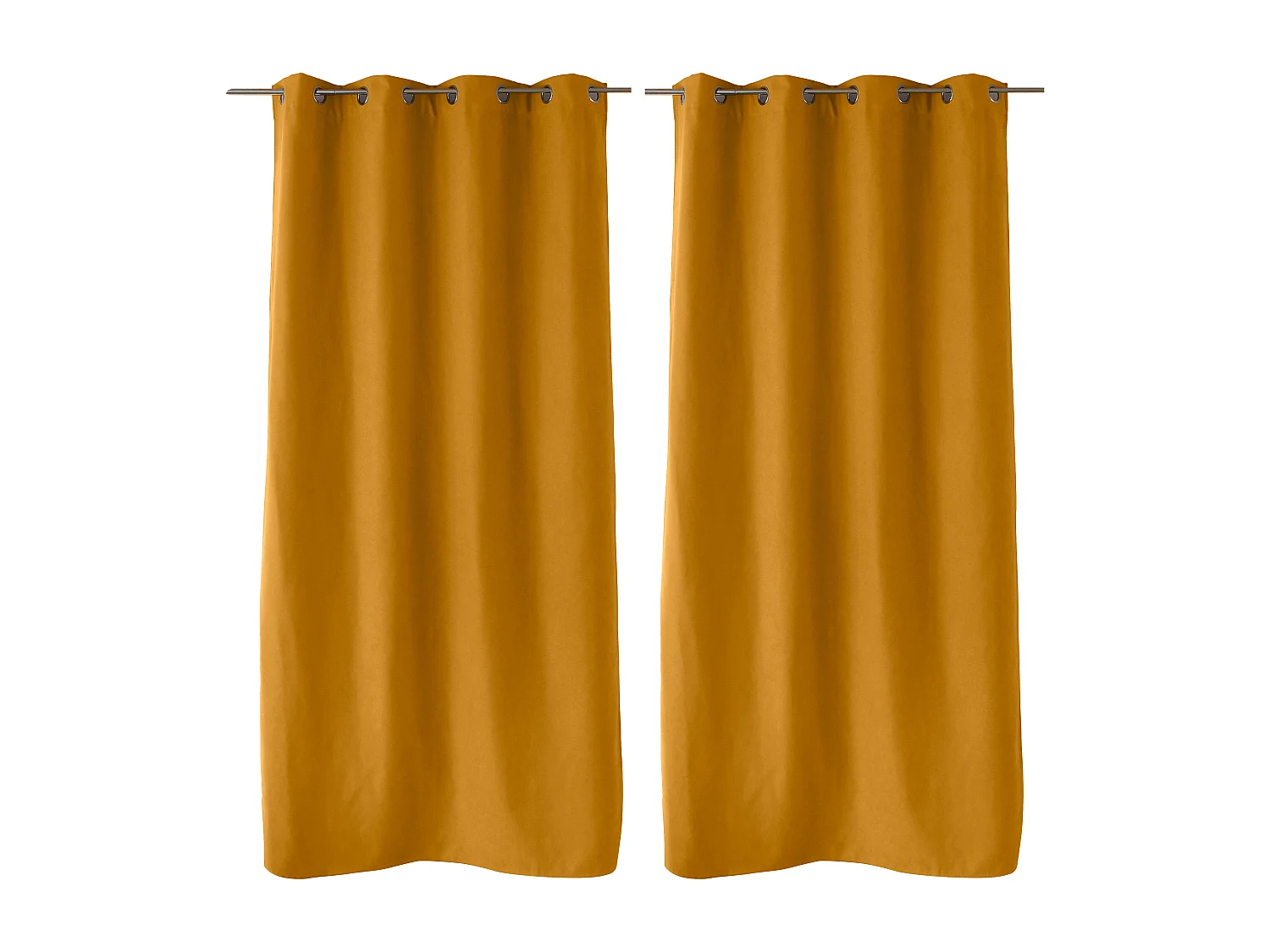 2 rideaux thermique à œillets, jaune moutarde, 135x240cm, doublure polaire, collection Nordica