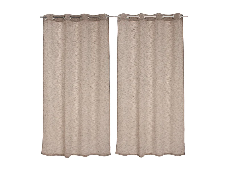 Lot de 2 voilages à œillets, 140x240cm, beige naturel, effet lin, collection Maya