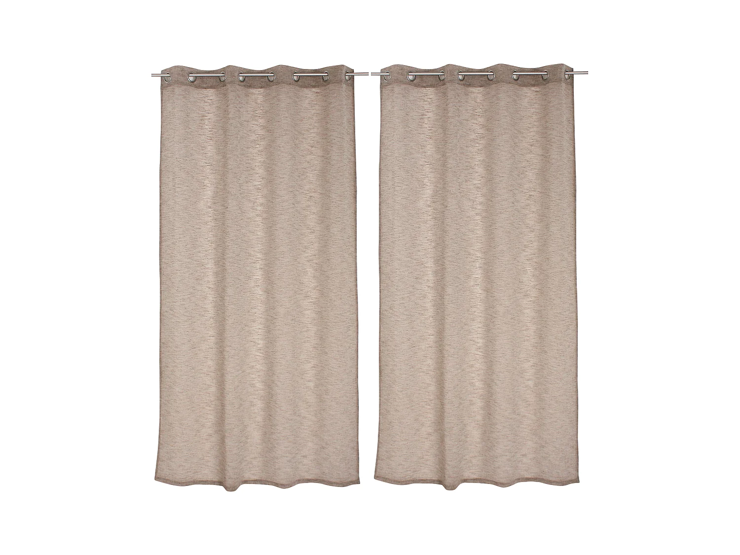 Lot de 2 voilages à œillets, 140x240cm, beige naturel, effet lin, collection Maya