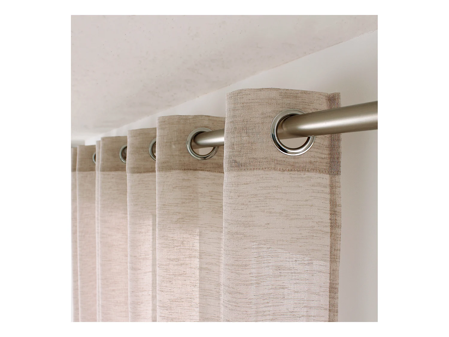 Lot de 2 voilages à œillets, 140x240cm, beige naturel, effet lin, collection Maya