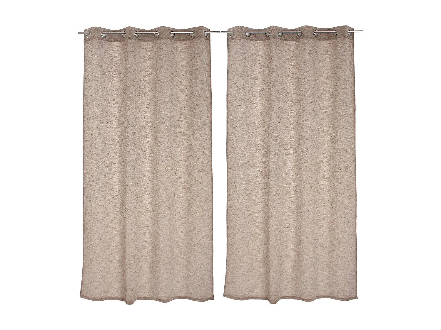 Lot de 2 voilages à œillets, 140x240cm, beige naturel, effet lin, collection Maya