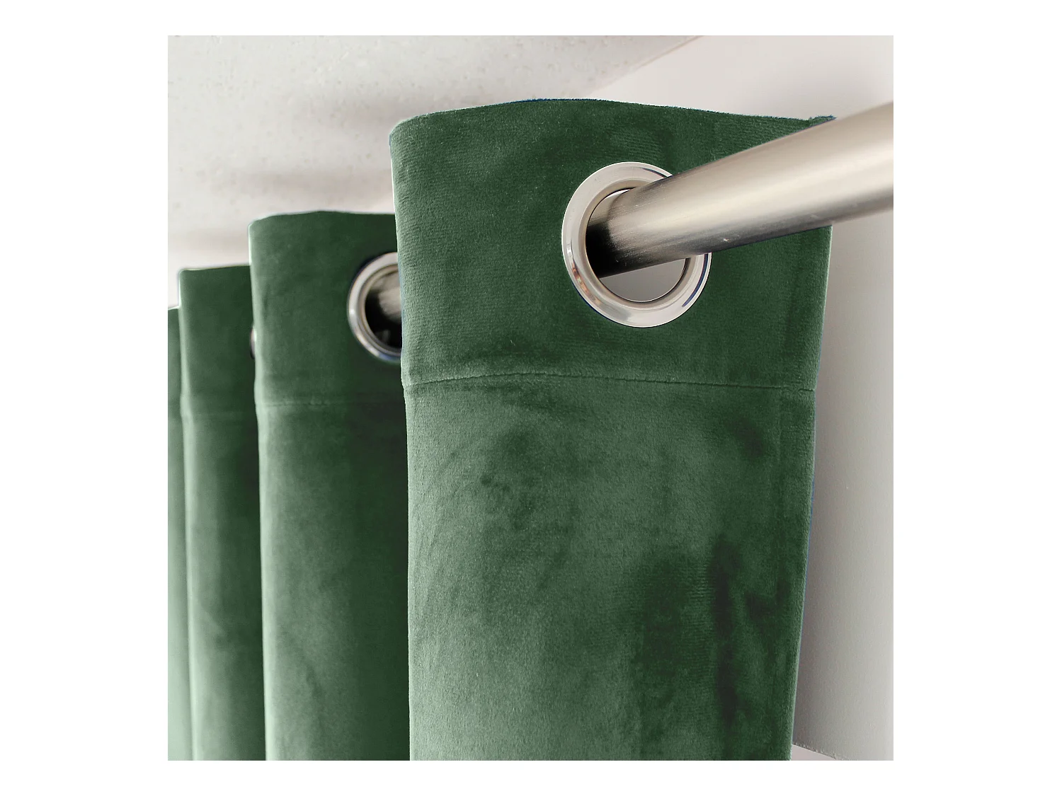 Lot de 2 Rideaux avec Œillets, Vert Argile, Grande Hauteur, 140x260cm, Velours Ras, Collection Calin