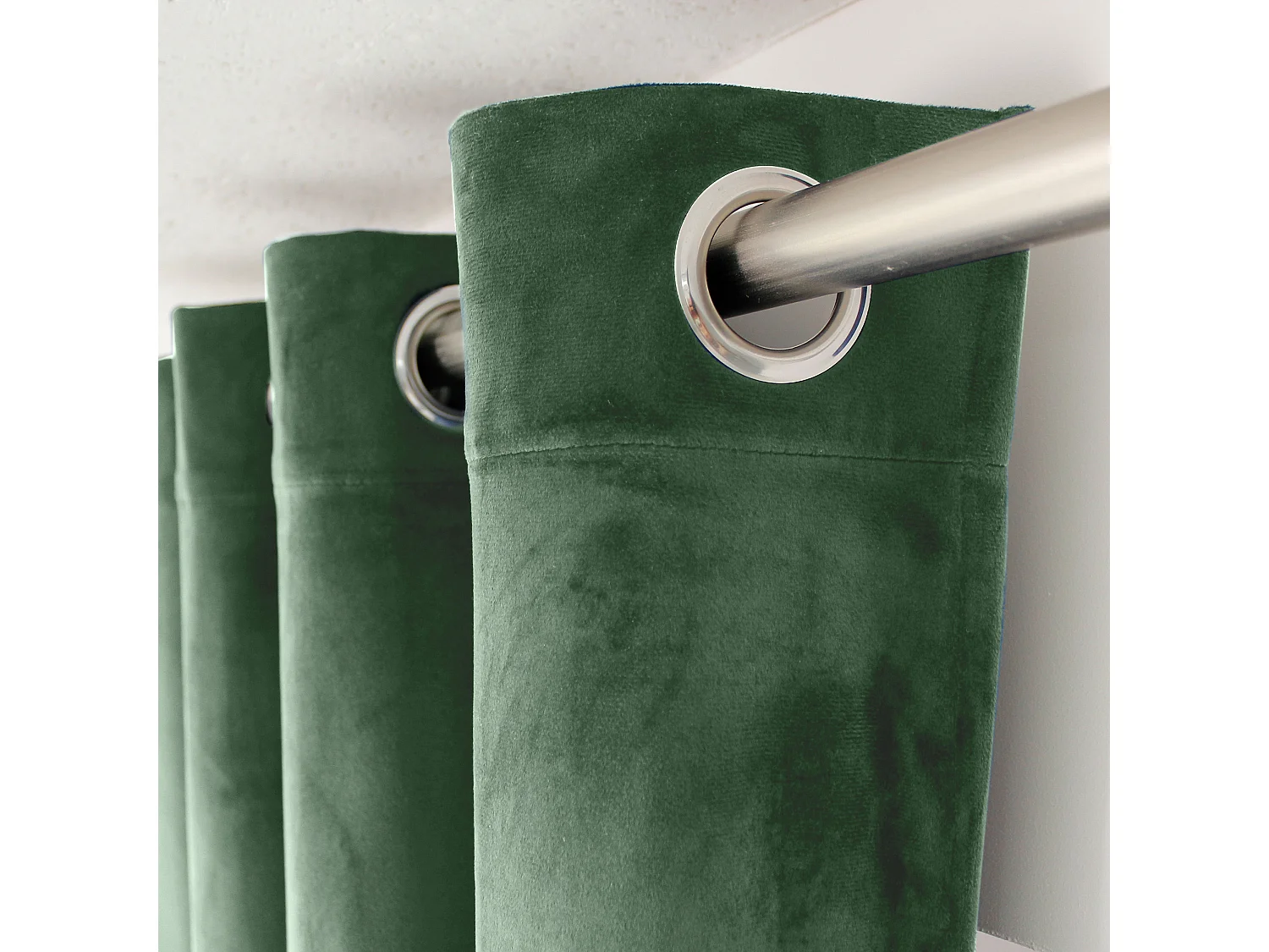 Set van 2 gordijnen met doorvoertules, kleigroen, hoge taille, 140x260cm, kort fluweel, Calin collectie