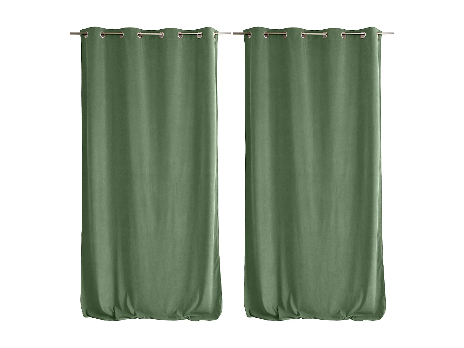 Set van 2 gordijnen met doorvoertules, kleigroen, hoge taille, 140x260cm, kort fluweel, Calin collectie