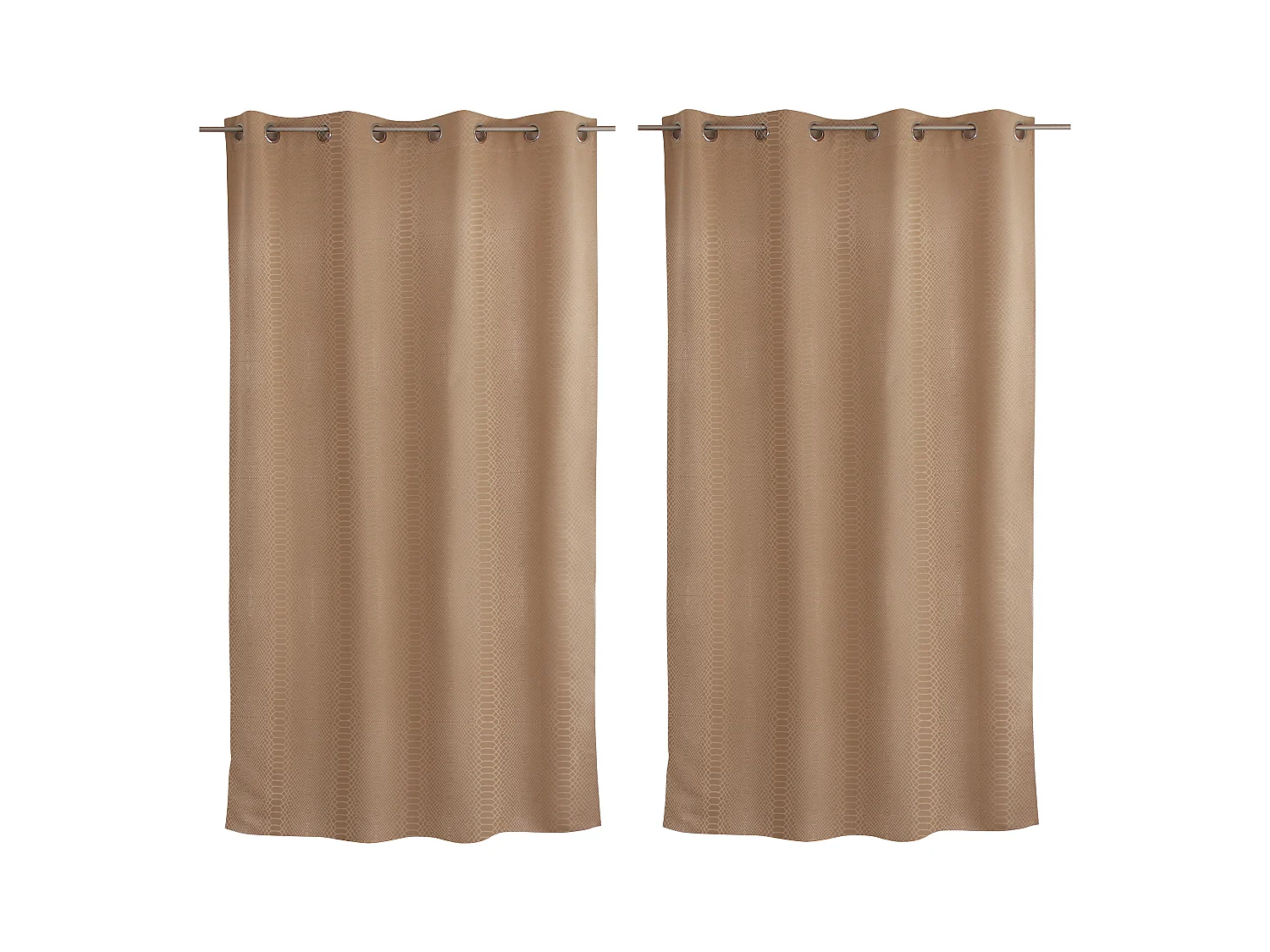 Lot de 2 rideaux occultants, avec oeillets, 140x240cm, beige naturel, motif écaille, collection Crocodile