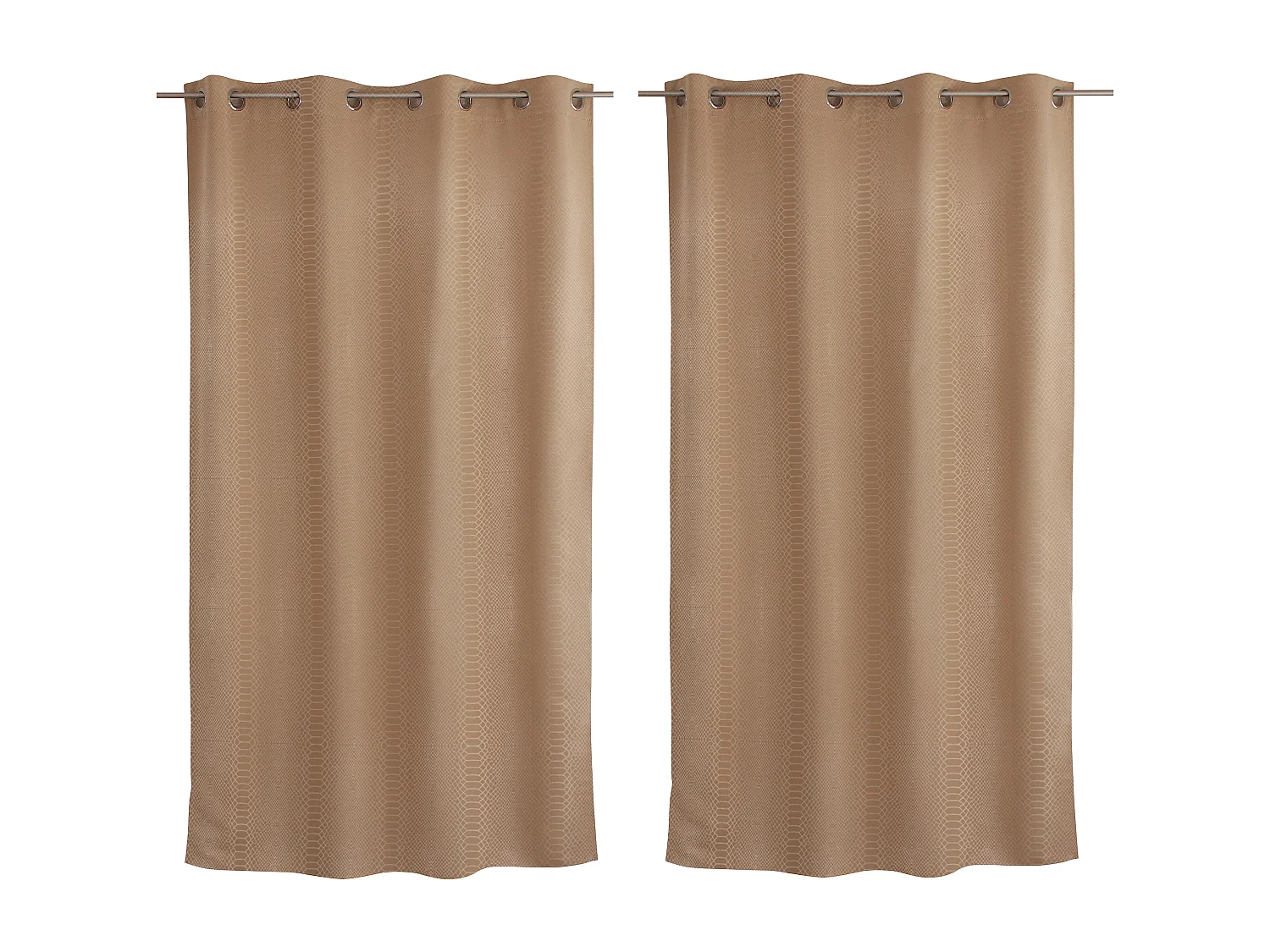 Lot de 2 rideaux occultants, avec oeillets, 140x240cm, beige naturel, motif écaille, collection Crocodile
