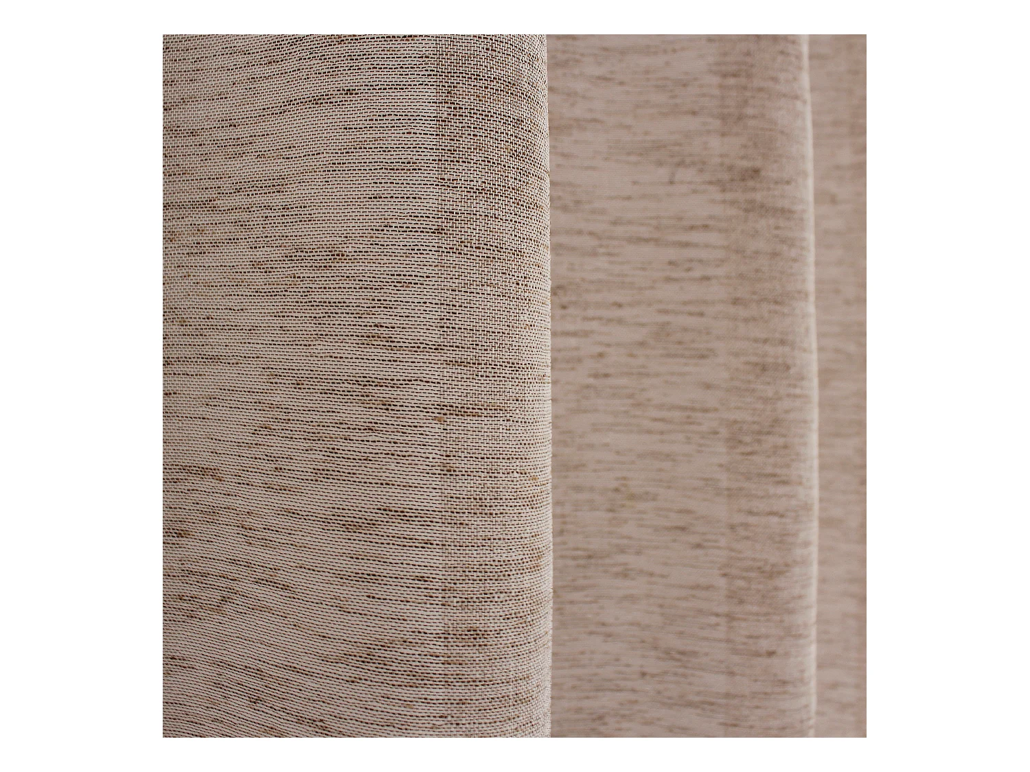 Lot de 2 voilages à œillets, 140x240cm, marron vison, effet lin, collection Maya