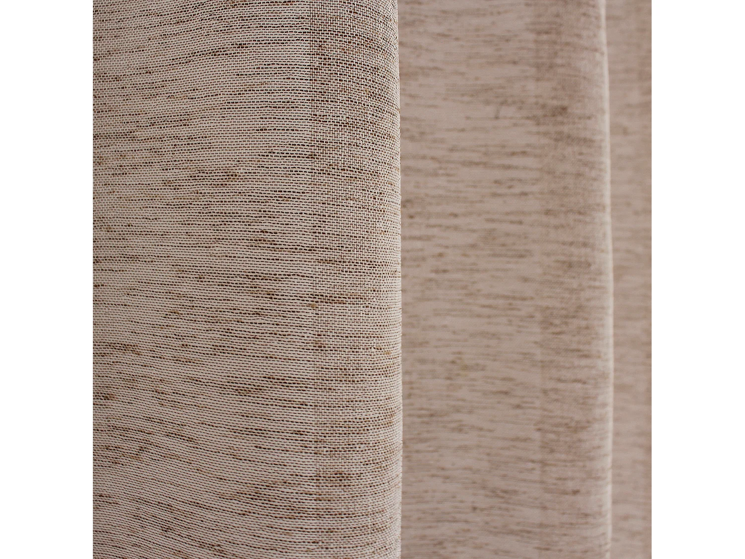 Lot de 2 voilages à œillets, 140x240cm, marron vison, effet lin, collection Maya