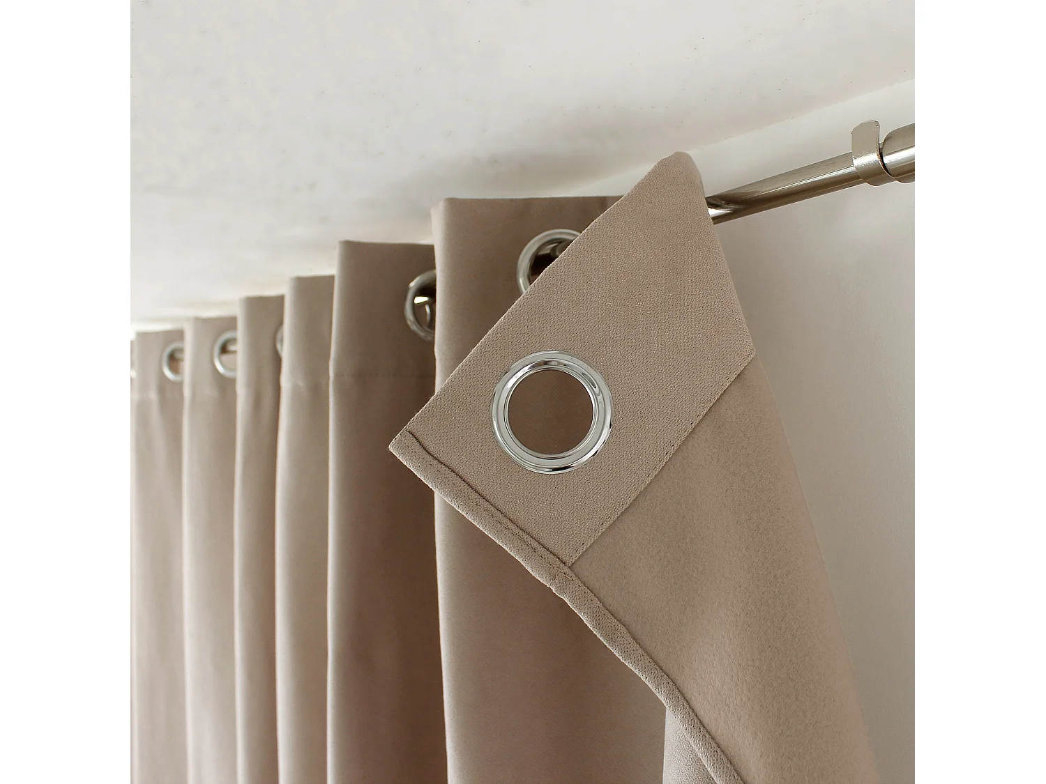 2 thermische gordijnen met zeilringen, naturel beige, 135x240cm, fleece voering, collectie Nordica