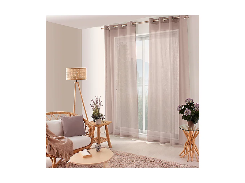 Lot de 2 voilages ajourés avec oeillets, 140x240cm, mauve glacé, collection Jelly