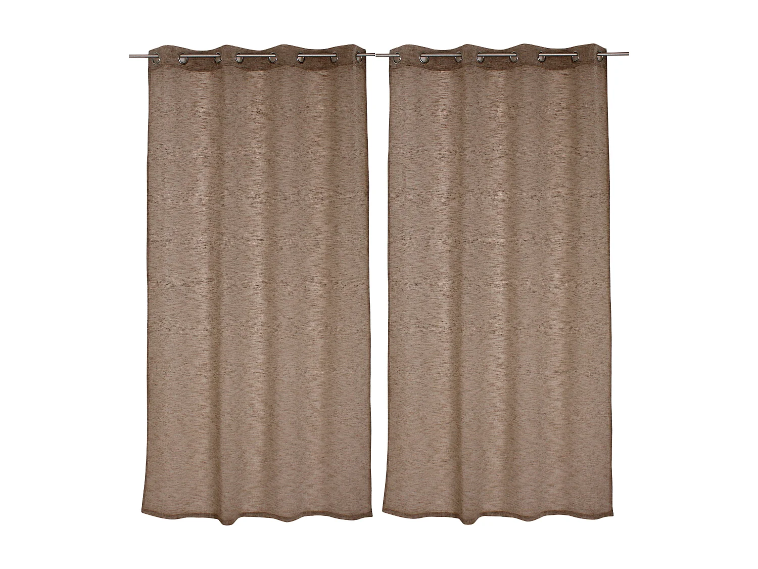 Lot de 2 voilages à œillets, 140x240cm, marron chocolat, effet lin, collection Maya