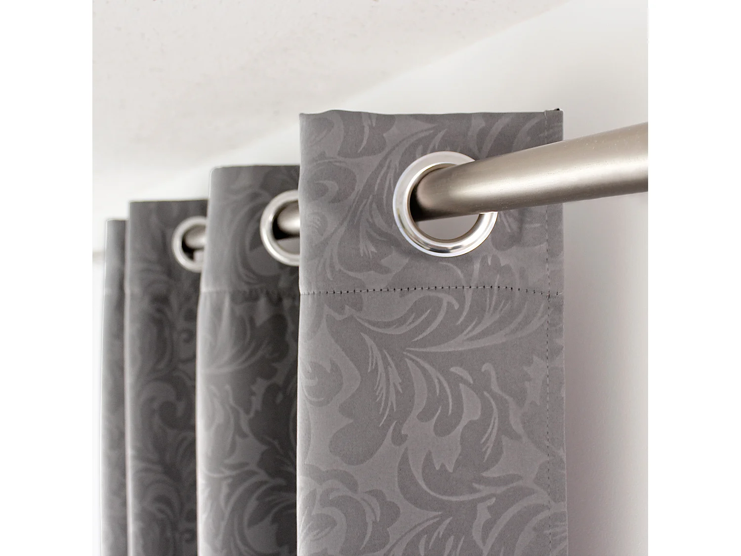 Lot de 2 rideaux occultants avec oeillets, 140x240cm, gris, collection Arabesque