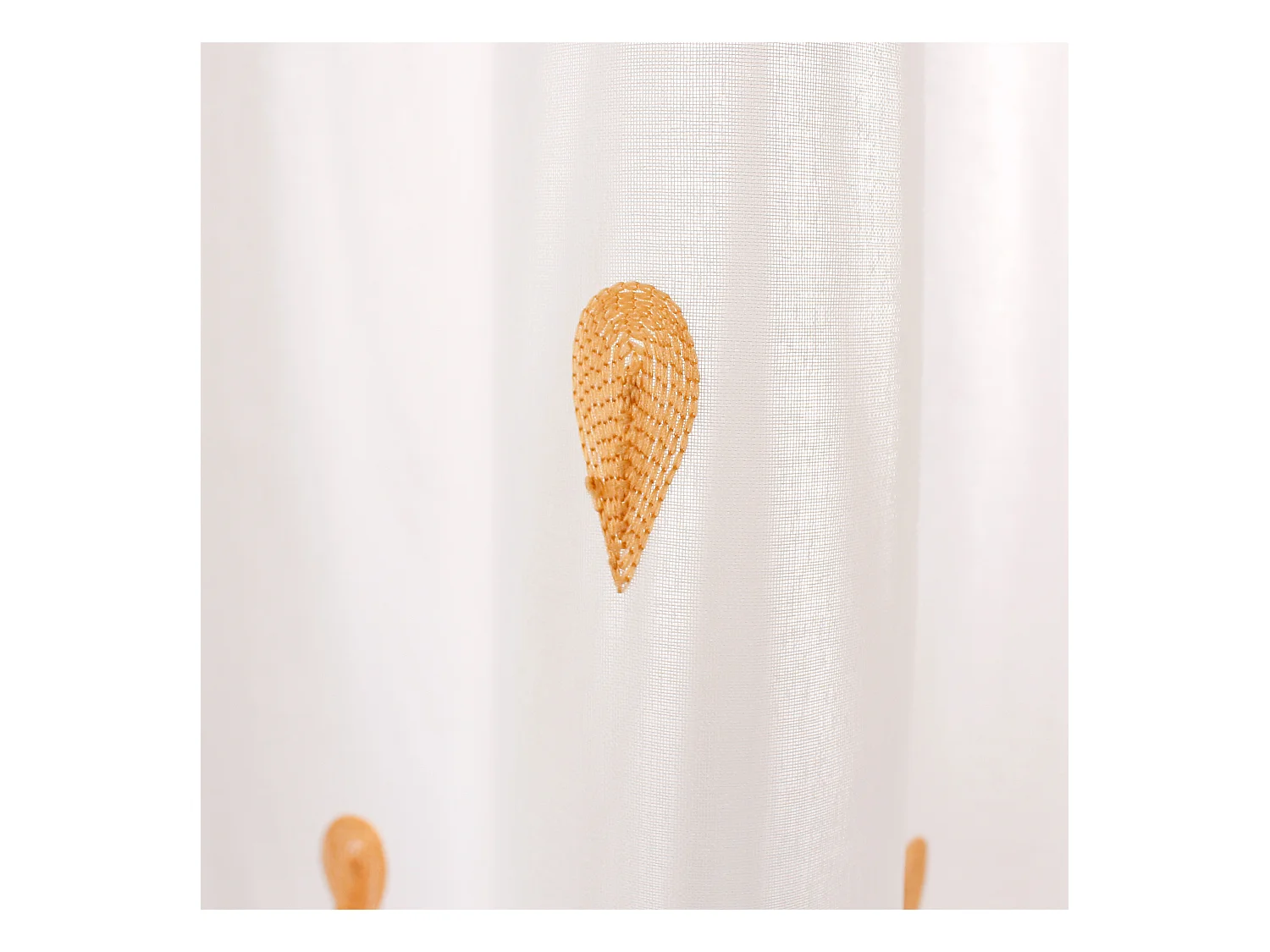 Lot 2 voilages étamine blanc, 140x240cm,  broderie gouttes jaune miel, 140x240cm, collection Telline