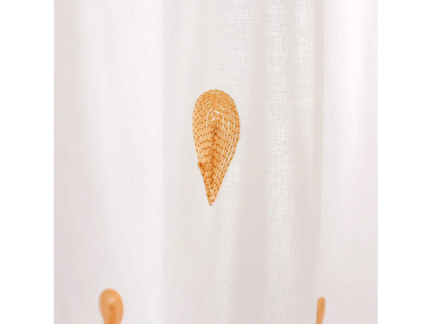 Lot 2 voilages étamine blanc, 140x240cm,  broderie gouttes jaune miel, 140x240cm, collection Telline