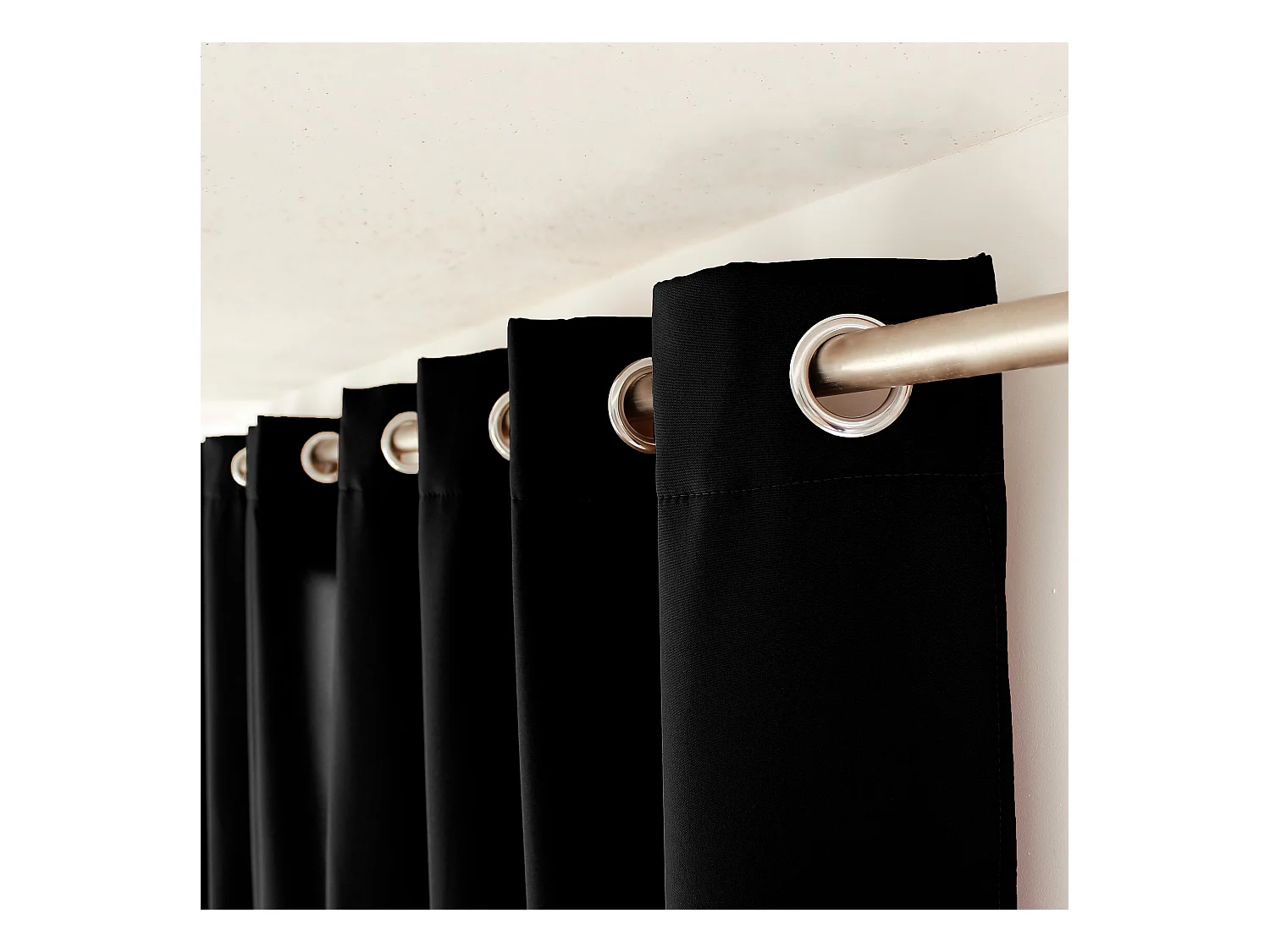 Lot de 2 rideaux thermique avec oeillets, noir, 135x180cm, 100% polyester, collection Glacier