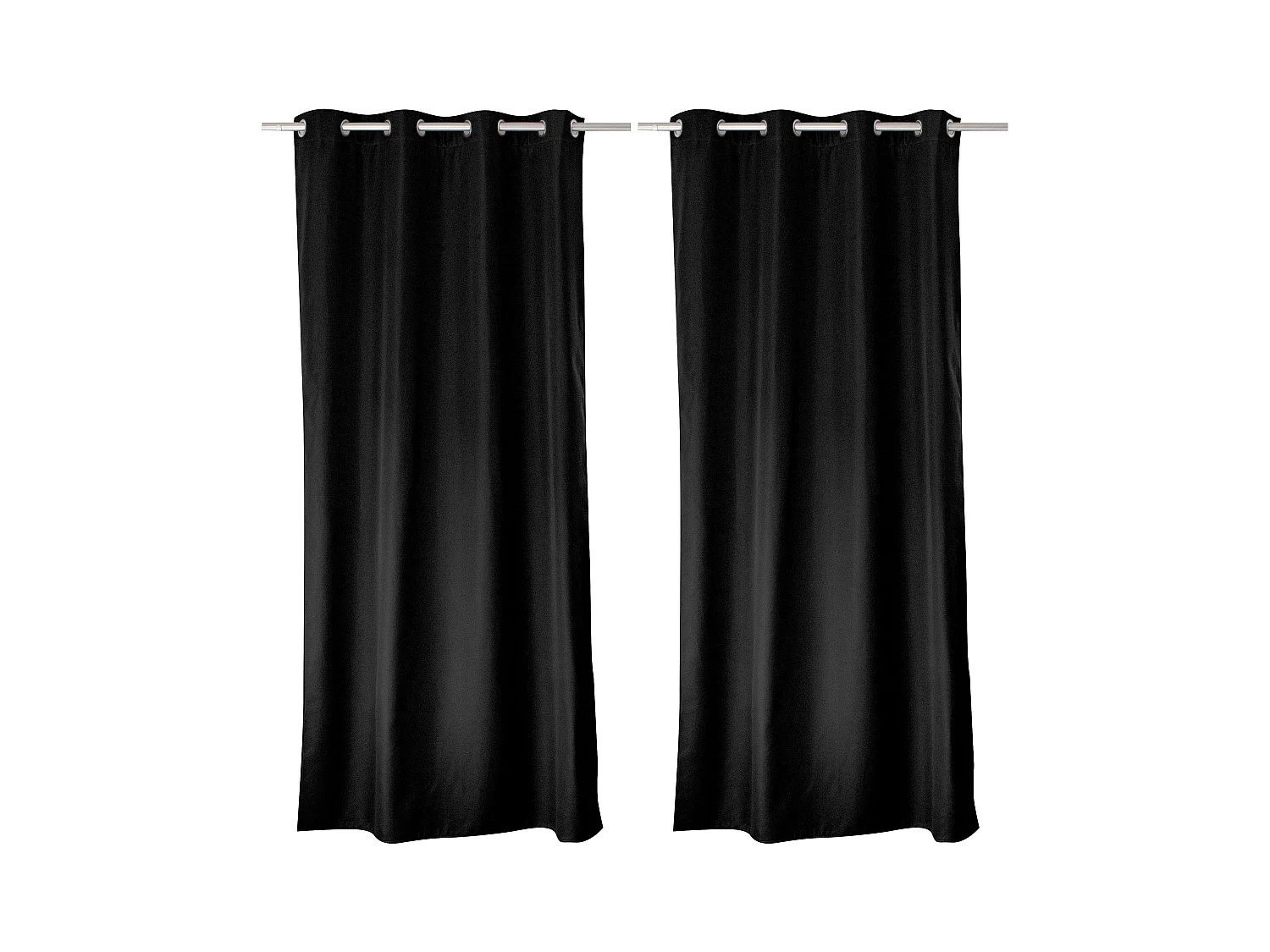 Lot de 2 rideaux thermique avec oeillets, noir, 135x180cm, 100% polyester, collection Glacier