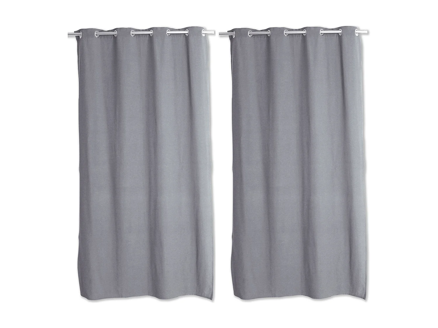 Lot de 2 rideaux avec oeillets, 135x240cm, gris clair, aspect chiné, coton, collection Dune