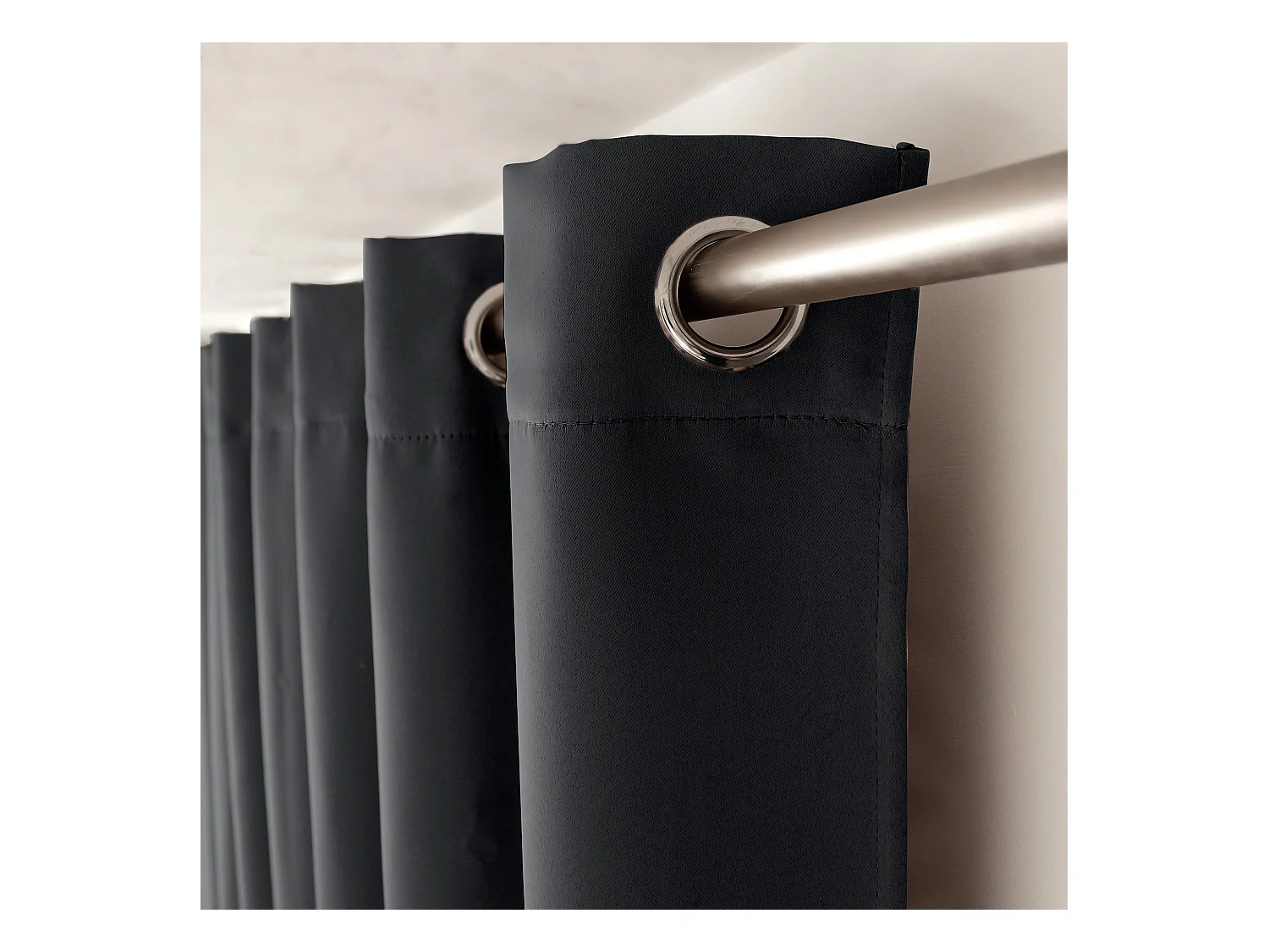 Lot de 2 Rideaux Occultant avec Œillets, Gris Foncé, 140x280cm, 100% polyester, Collection Réglisse