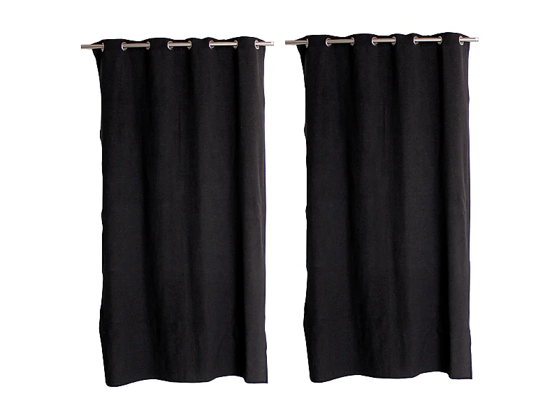 Set van 2 gordijnen met zeilringen, 135x240cm, donkergrijs, gemêleerde look, katoen, Dune collectie