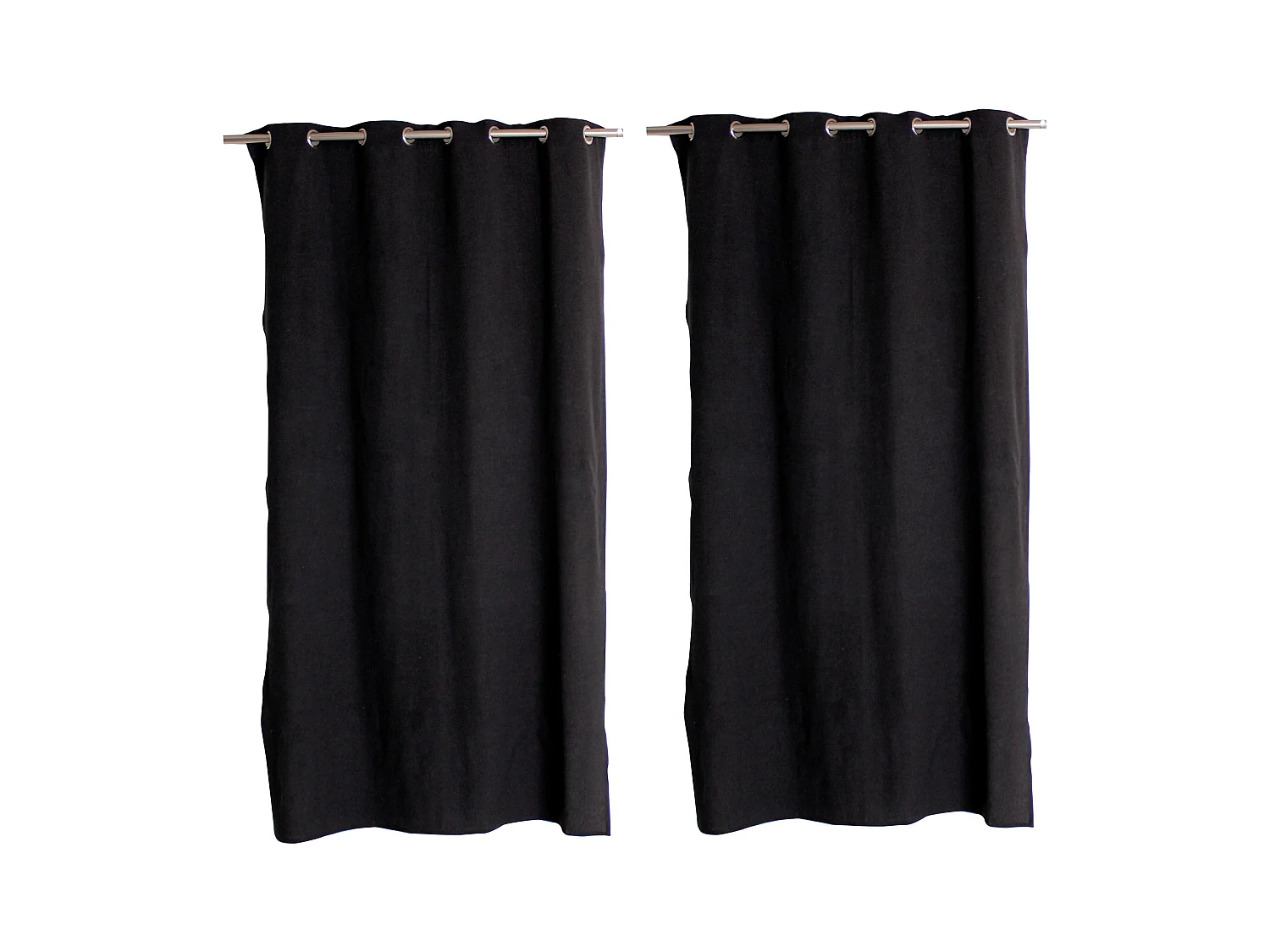 Lot de 2 rideaux avec oeillets, 135x240cm, gris foncé, aspect chiné, coton, collection Dune