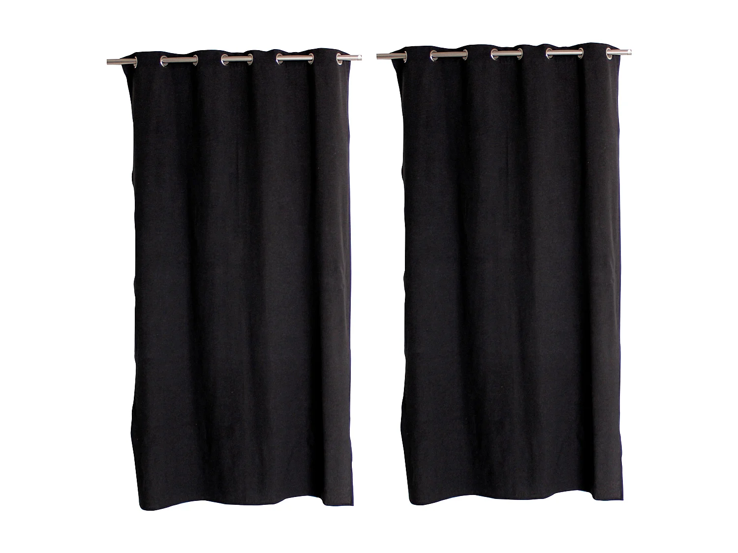 Lot de 2 rideaux avec oeillets, 135x240cm, gris foncé, aspect chiné, coton, collection Dune