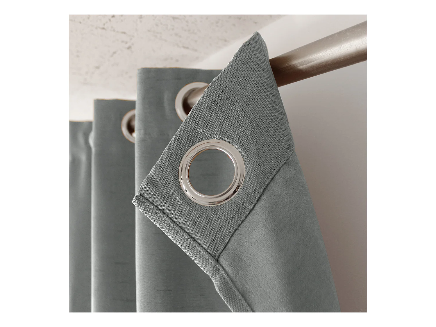 Lot de 2 rideaux obscurcissant thermique fileté avec oeillets, gris, 140x240cm, 100% polyester, collection Floppy