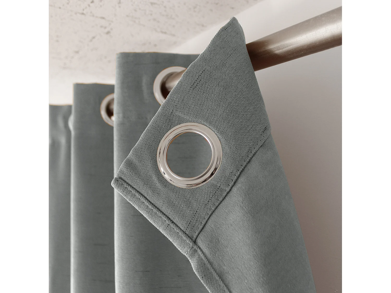 Lot de 2 rideaux obscurcissant thermique fileté avec oeillets, gris, 140x240cm, 100% polyester, collection Floppy