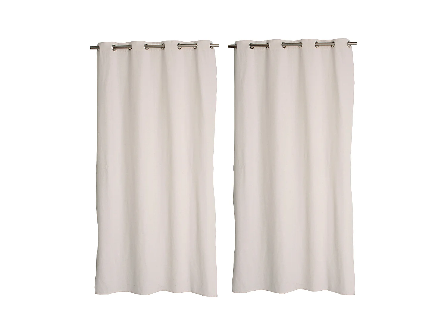 Lot de 2 rideaux avec oeillets, 135x240cm, écru, aspect chiné, coton, collection Dune